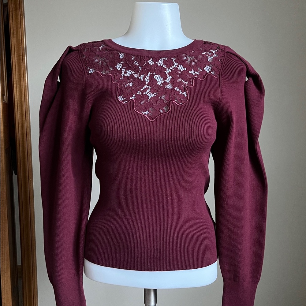Lace Wine Sweater Top